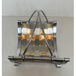 Porte-Bûches Design en Métal Chromé et Laiton