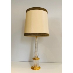 Lampe en Cristal Taillé et Métal Doré