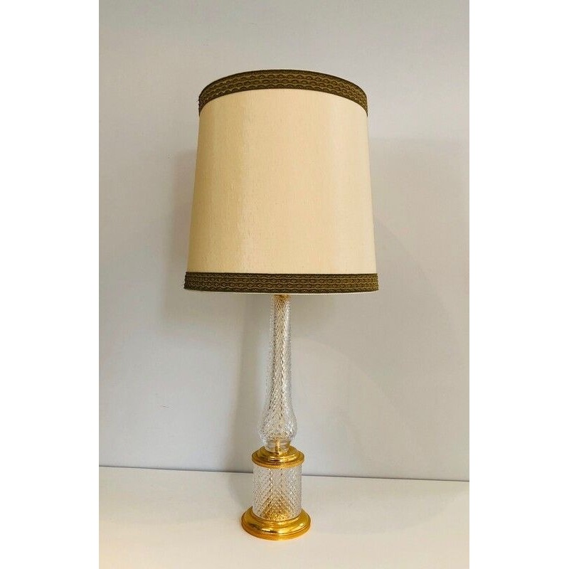 Cut Crystal and Gilt Metal Table Lamp