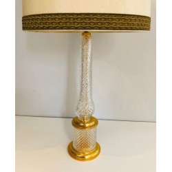 Cut Crystal and Gilt Metal Table Lamp