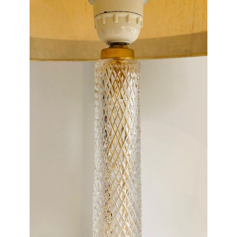 Lampe en Cristal Taillé et Métal Doré
