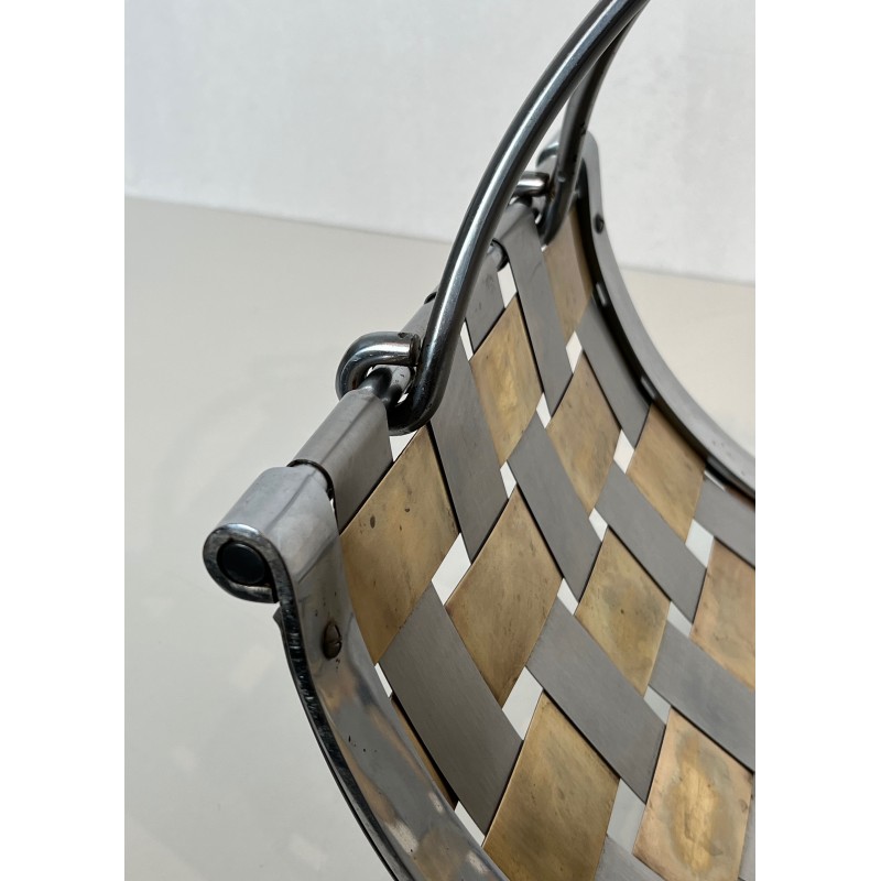 Porte-Bûches Design en Métal Chromé et Laiton