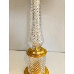 Cut Crystal and Gilt Metal Table Lamp
