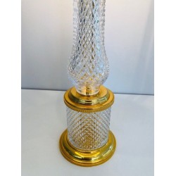Cut Crystal and Gilt Metal Table Lamp