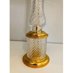 Cut Crystal and Gilt Metal Table Lamp
