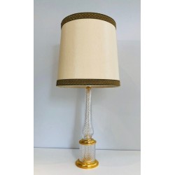 Cut Crystal and Gilt Metal Table Lamp