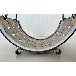 Chrome and Brass Log Holder with Interlaced Strips, French Work, circa 1970