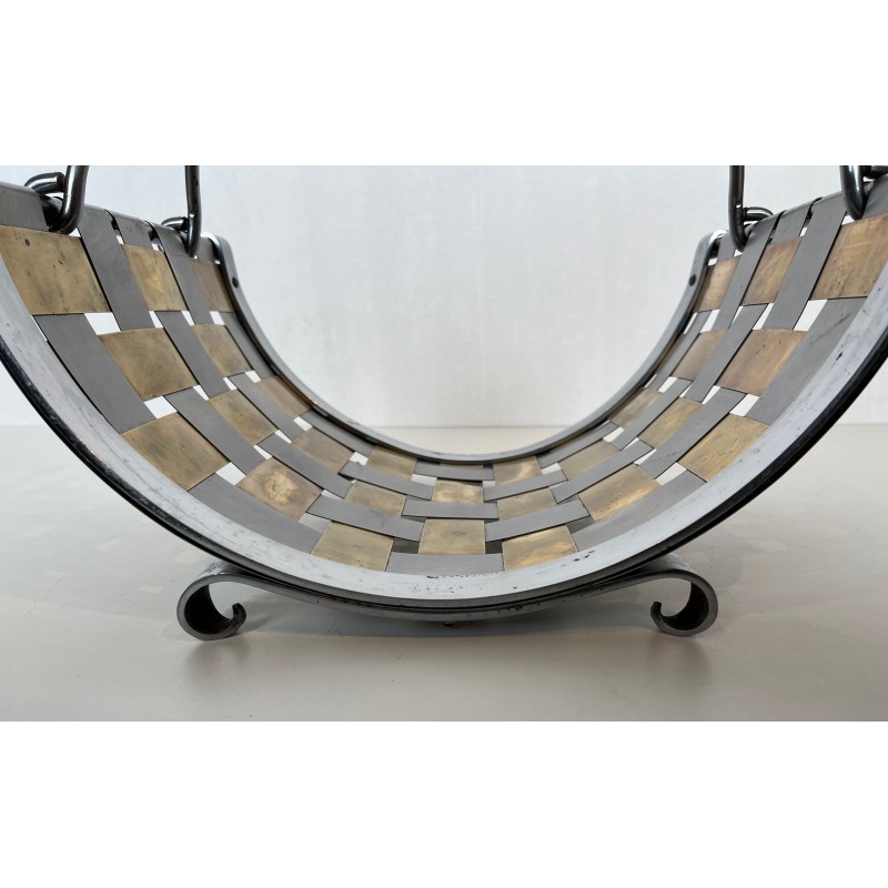 Porte-Bûches Design en Métal Chromé et Laiton