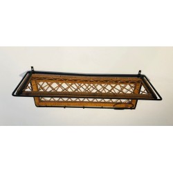 Rattan and Black Lacquered Metal Coat Hanger