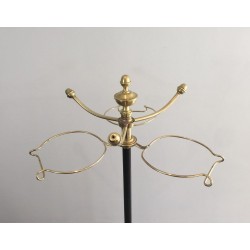 Tall Coat and Hat Stand in Black Lacquered Metal and Brass, circa 1900