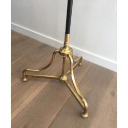 Tall Coat and Hat Stand in Black Lacquered Metal and Brass, circa 1900