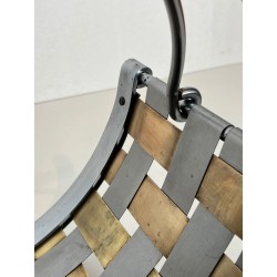 Porte-Bûches Design en Métal Chromé et Laiton