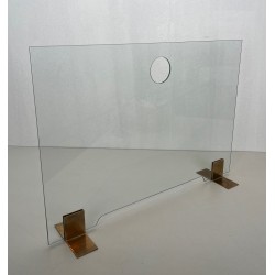 Glass and Brass Fireplace Screen