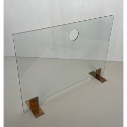 Glass and Brass Fireplace Screen