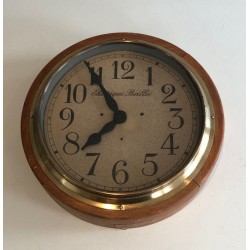 Wood and Brass Wall Clock, Signed Électrique Brillié, circa 1900