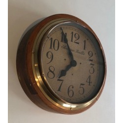 Wood and Brass Wall Clock, Signed Électrique Brillié, circa 1900