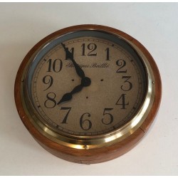 Wood and Brass Wall Clock, Signed Électrique Brillié, circa 1900
