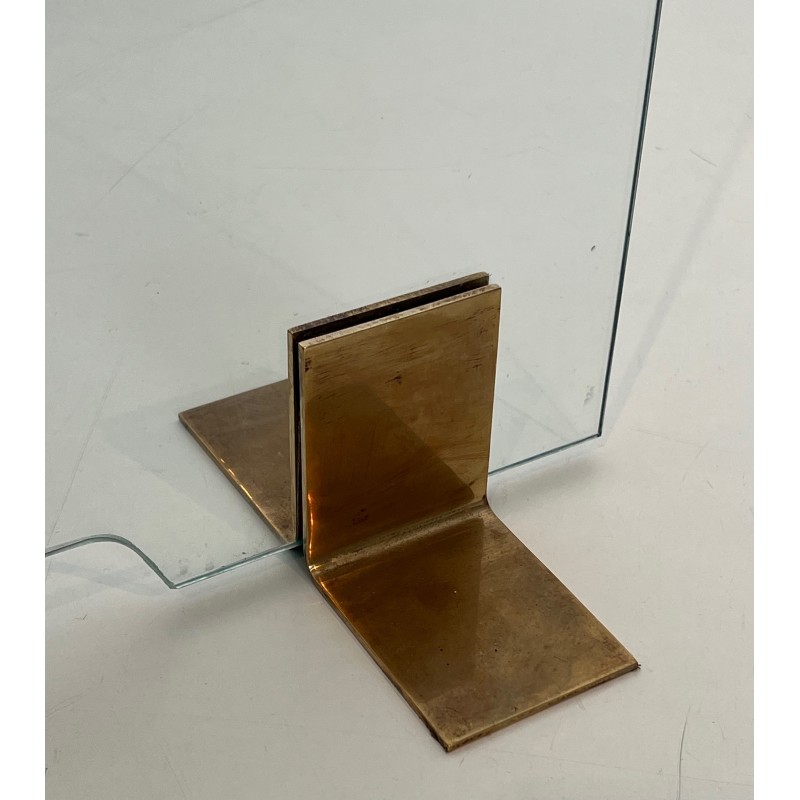 Glass and Brass Fireplace Screen