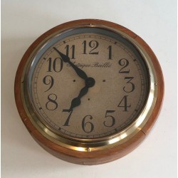 Wood and Brass Wall Clock, Signed Électrique Brillié, circa 1900