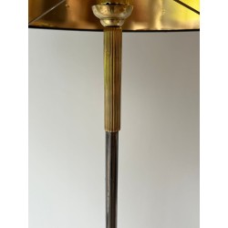Gun Metal and Brass Mid-Century Design Floor Lamp, French Work, circa 1960