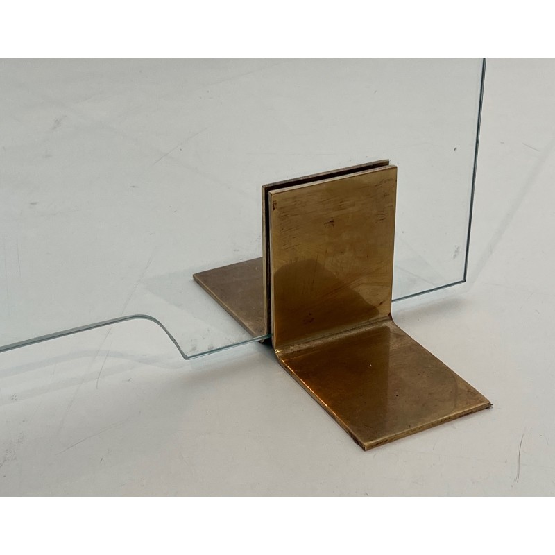 Glass and Brass Fireplace Screen