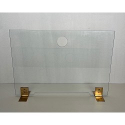 Glass and Brass Fireplace Screen