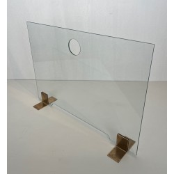 Glass and Brass Fireplace Screen