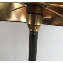 Lampadaire Design Art Déco en Acier Brossé et Laiton, Travail Français, vers 1940