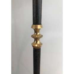 Lampadaire Design Art Déco en Acier Brossé et Laiton, Travail Français, vers 1940