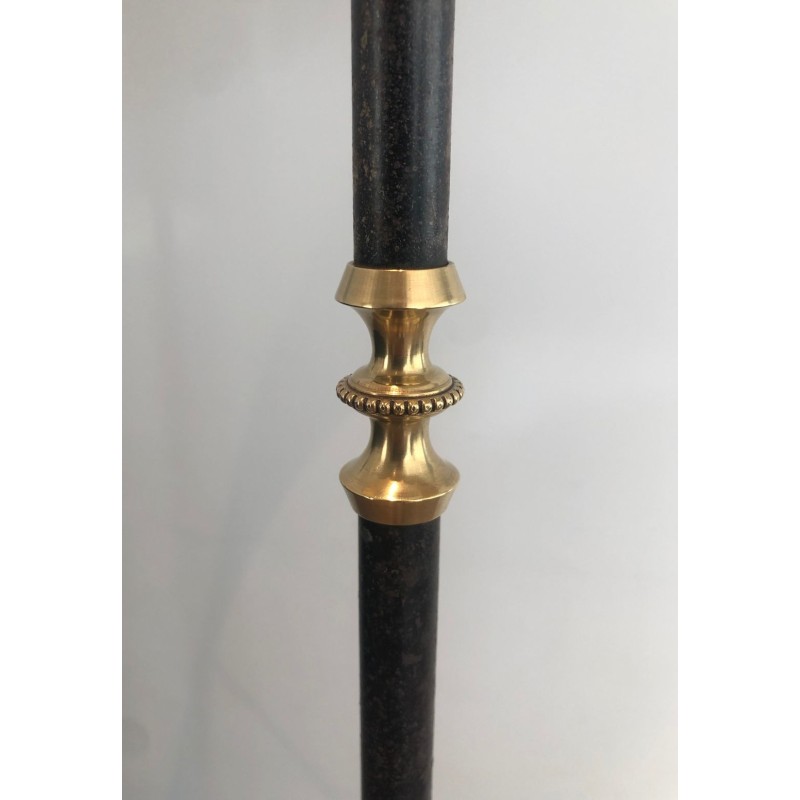 Brushed Steel and Brass Art Déco Design Floor Lamp, French Work, circa 1940