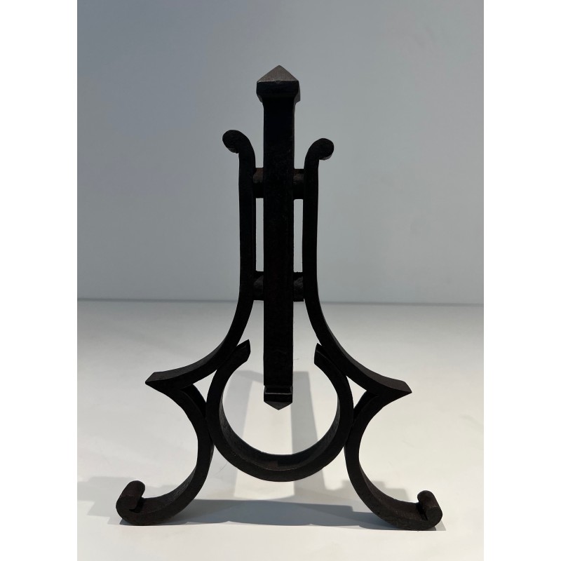 Paire de Chenets Modernistes en Fer Forgé