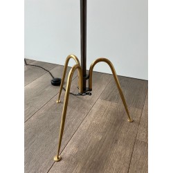 Lampadaire Design en Laiton et Patine Canon de Fusil, Travail Français, vers 1960