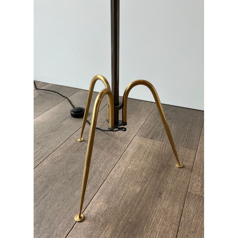 Lampadaire de Parquet Design en Laiton et Patine Canon de Fusil