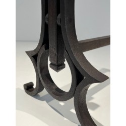 Paire de Chenets Modernistes en Fer Forgé