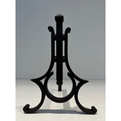 Pair of Modernist Wrought Iron Andirons