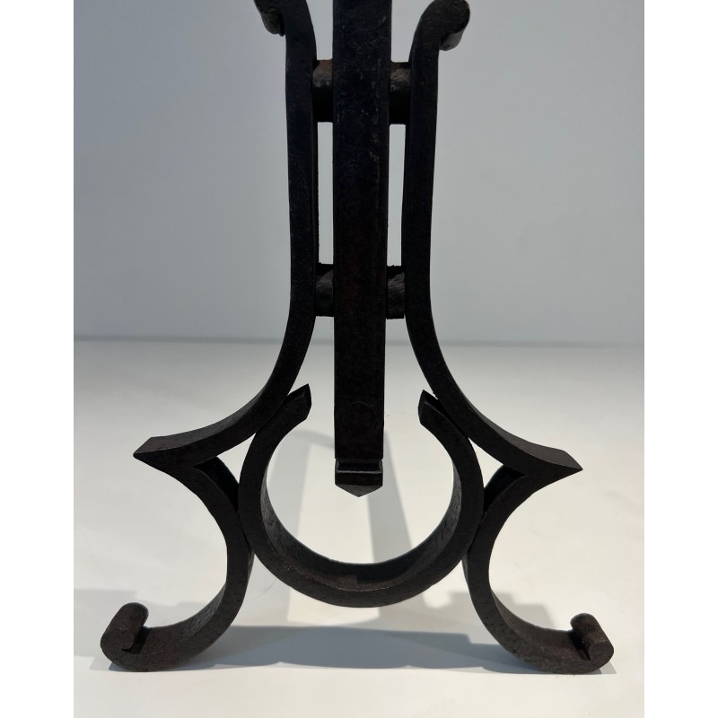 Paire de Chenets Modernistes en Fer Forgé