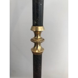 Brushed Steel and Brass Art Déco Design Floor Lamp, French Work, circa 1940