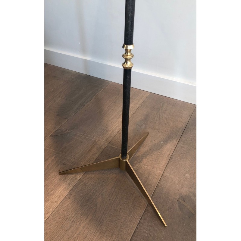 Lampadaire Design Art Déco en Acier Brossé et Laiton, Travail Français, vers 1940