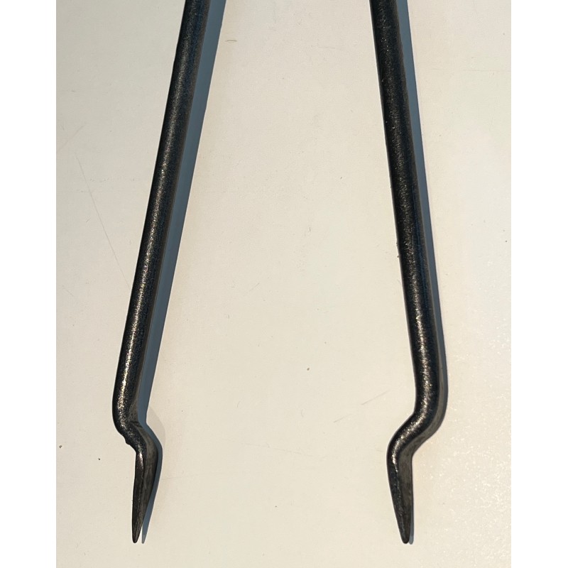 Brass and Lacquered Metal Fireplace Tools on Stand with Duck Decoration