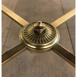 Neoclassical-Style Brass Round Coffee Table with Mahogany Veneer Top, Attributed to Maison Jansen