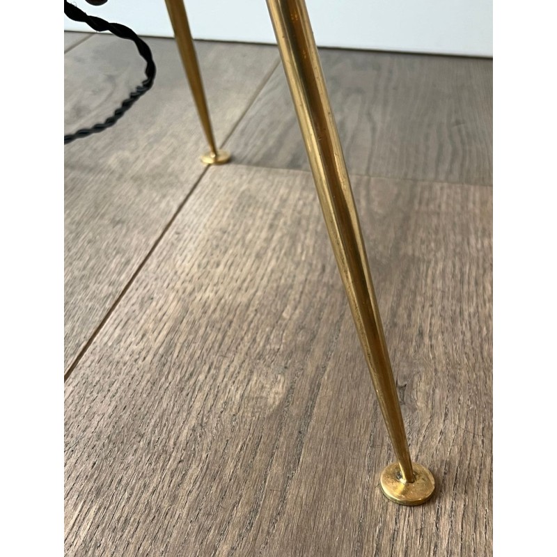 Lampadaire Design en Laiton et Patine Canon de Fusil, Travail Français, vers 1960