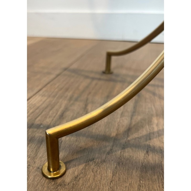 Black Lacquered Metal and Brass Floor Lamp with Magazine Rack, French Work, circa 1950