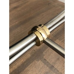 Large Brushed Steel and Brass Coffee Table with Horse Heads, in the Manner of Maison Jansen