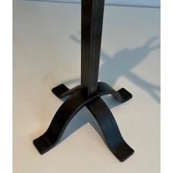 Modernist Steel, Iron and Brass Fireplace Tools by Jacques Adnet