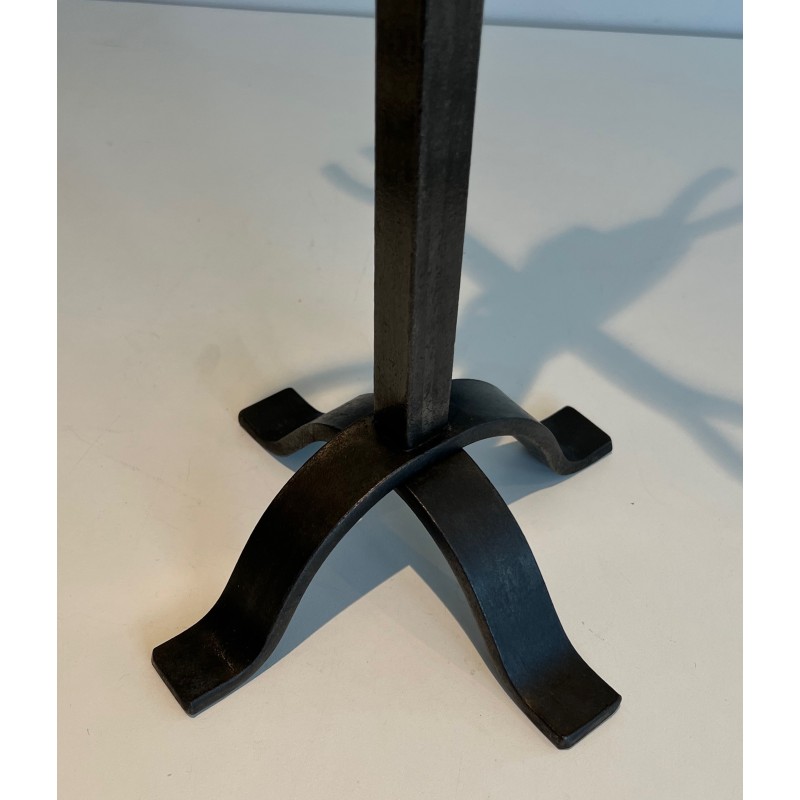 Modernist Steel, Iron and Brass Fireplace Tools by Jacques Adnet