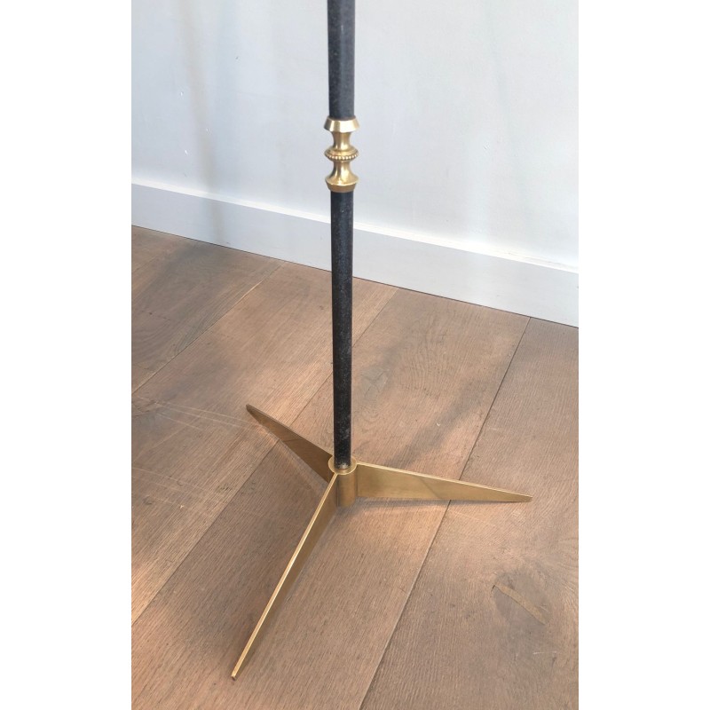 Brushed Steel and Brass Art Déco Design Floor Lamp, French Work, circa 1940