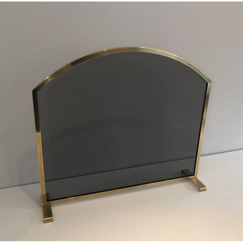 Neoclassical-Style Brass Fireplace Screen