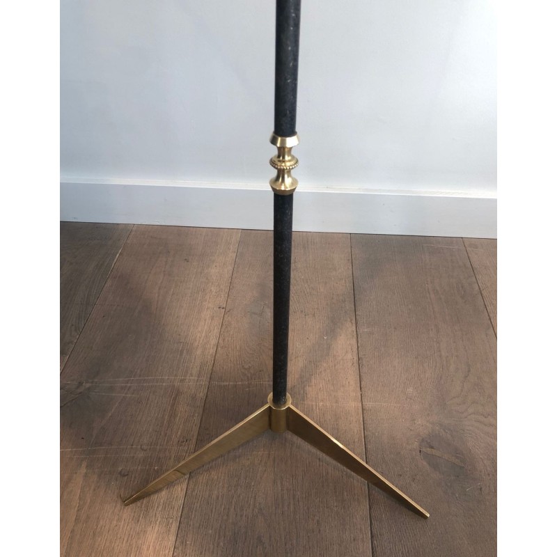 Brushed Steel and Brass Art Déco Design Floor Lamp, French Work, circa 1940