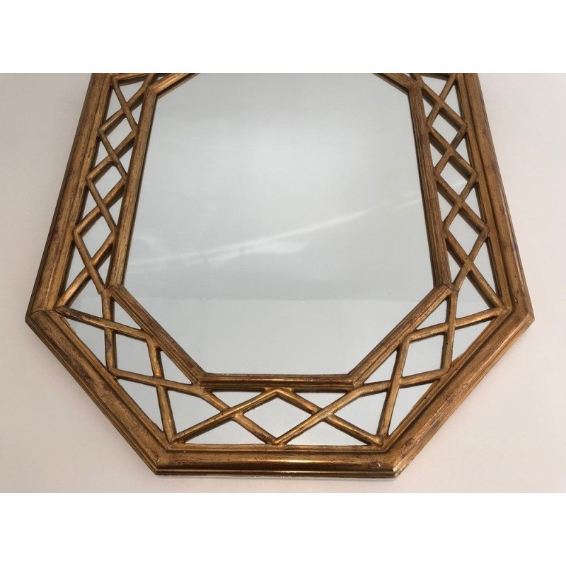 Giltwood Octagonal Mirror with Glazing-Bead Frame