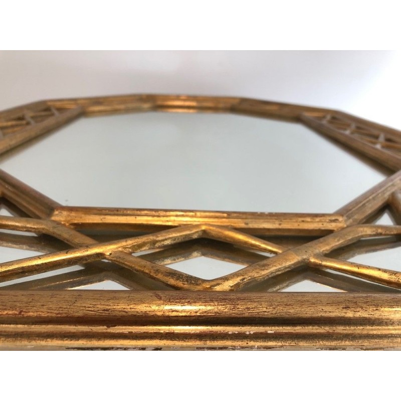 Giltwood Octagonal Mirror with Glazing-Bead Frame